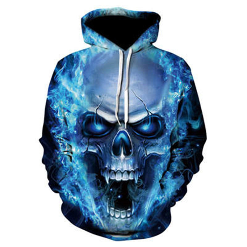 All kinds of fancy scary skull print hoodies