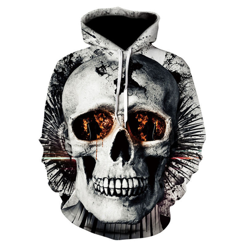 All kinds of fancy scary skull print hoodies