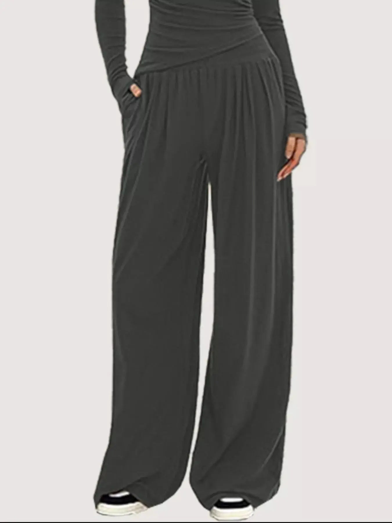 Casual Long Sleeve Top and Wide Leg Pants Set Trendsi