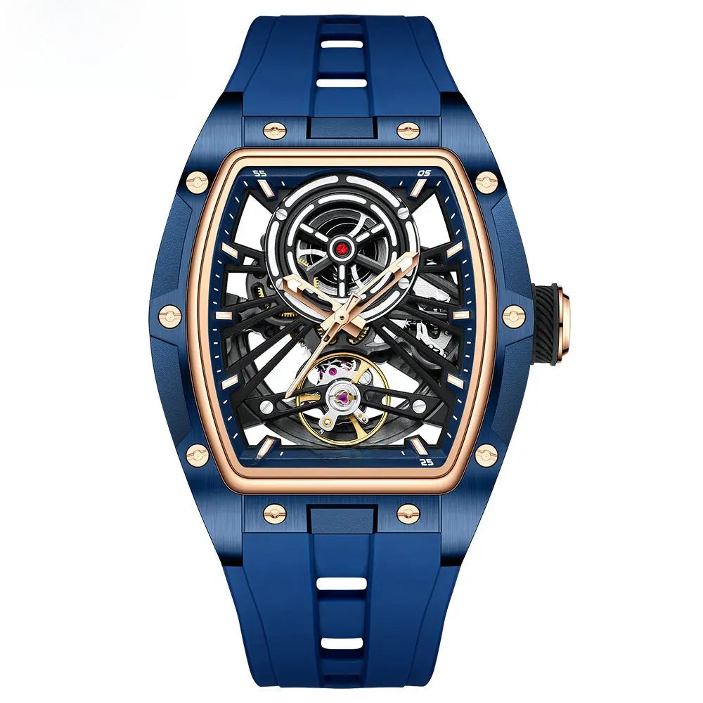 Skeleton Automatic Mechanical Watch For Men 50m Water Resistant Timepiece Teemdr