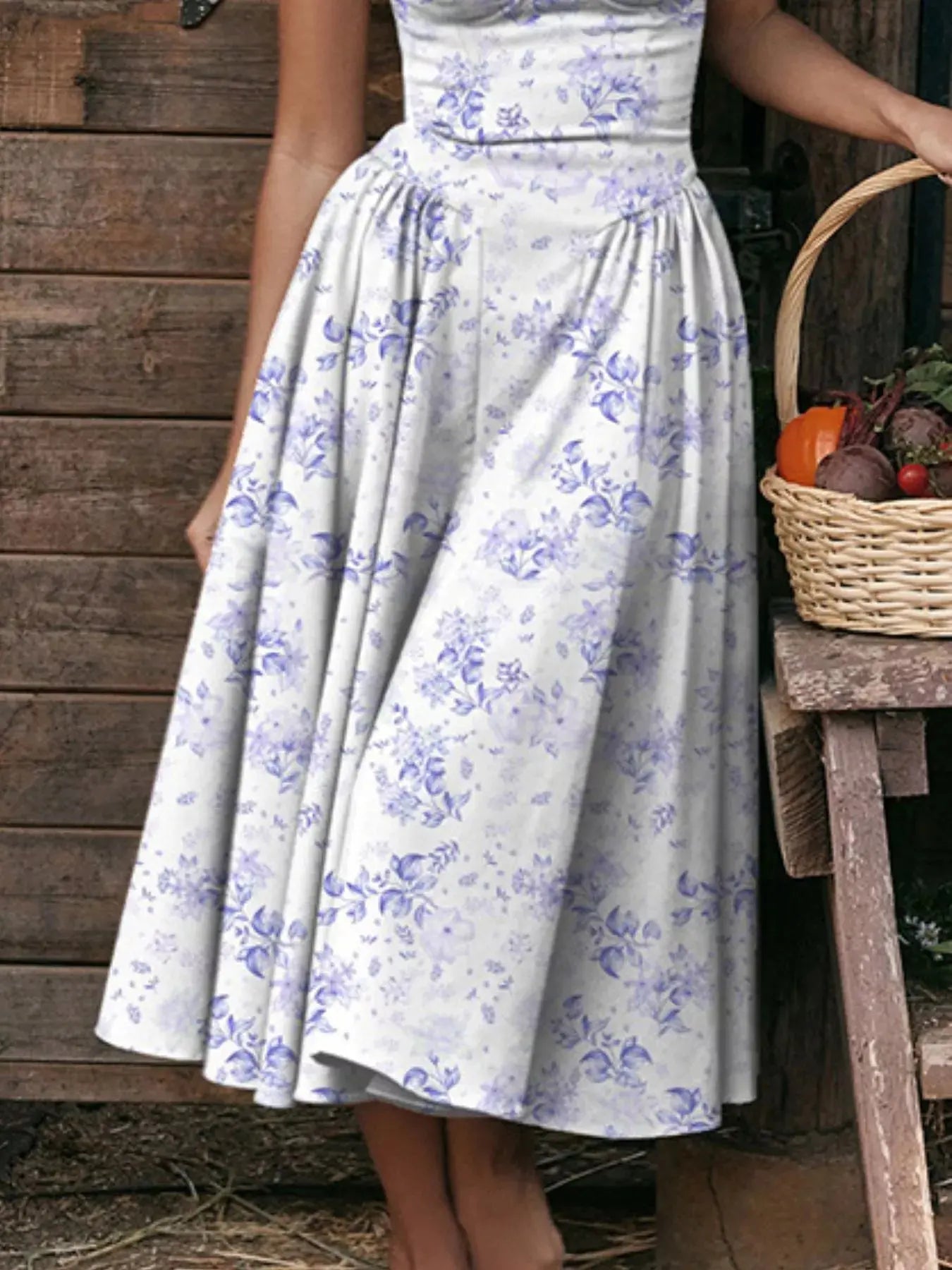 Sweetheart Neck Spaghetti Strap Midi Dress Polyester Blend Unlined Non Stretch Trendsi