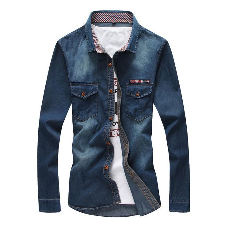 Youth Tricolor Denim Shirt Large Men