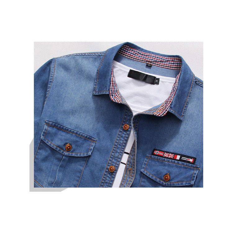 Youth Tricolor Denim Shirt Large Men