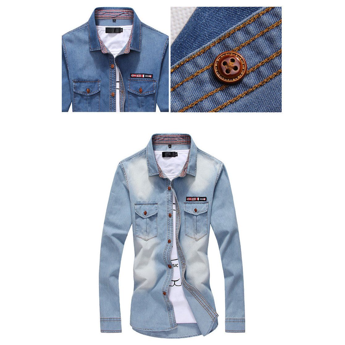 Youth Tricolor Denim Shirt Large Men