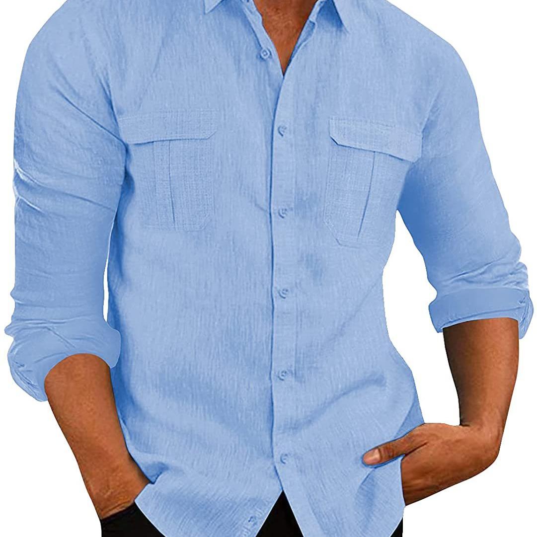 Men's Shirt Double Pocket Cotton Linen