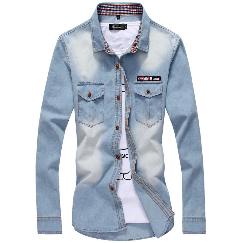 Youth Tricolor Denim Shirt Large Men