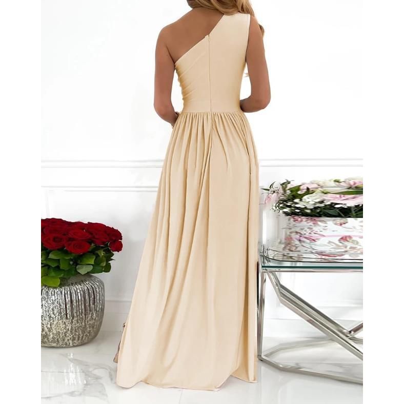 One Shoulder High Split Cutout Sleeveless Elegant Cocktail Maxi Dress