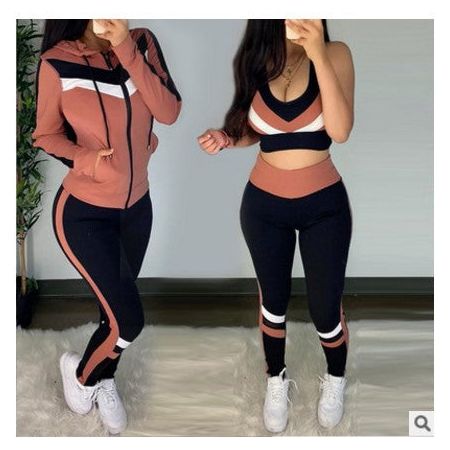 Women Spring And Autumn Hoodie Three Pieces Set Leisure