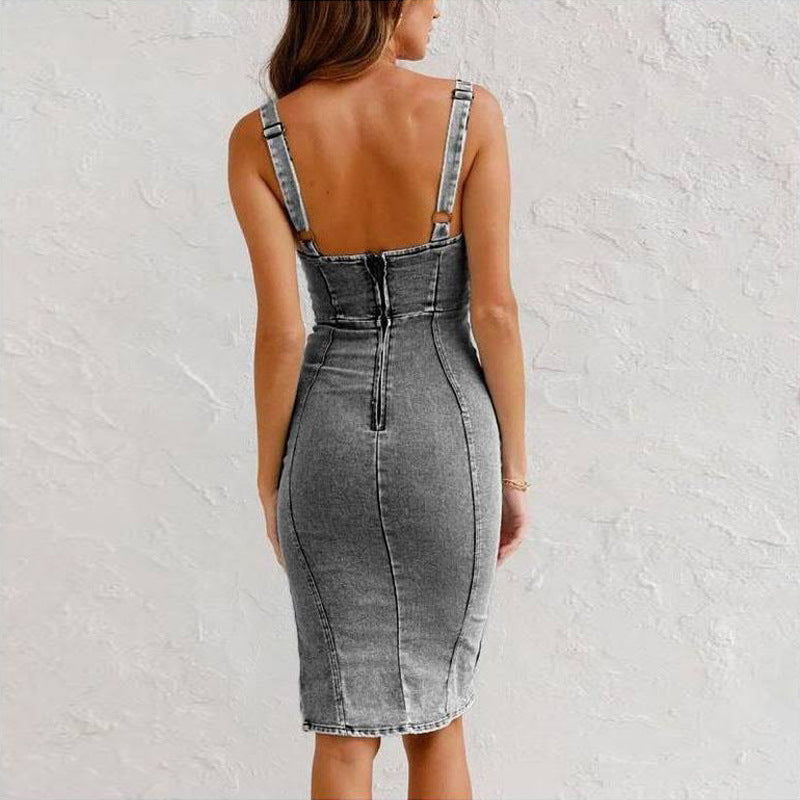 Denim Dress Summer Casual Tight Slim Fit