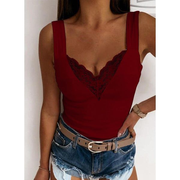 Casual Sexy Suspenders Lace Vest