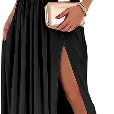 One Shoulder High Split Cutout Sleeveless Elegant Cocktail Maxi Dress