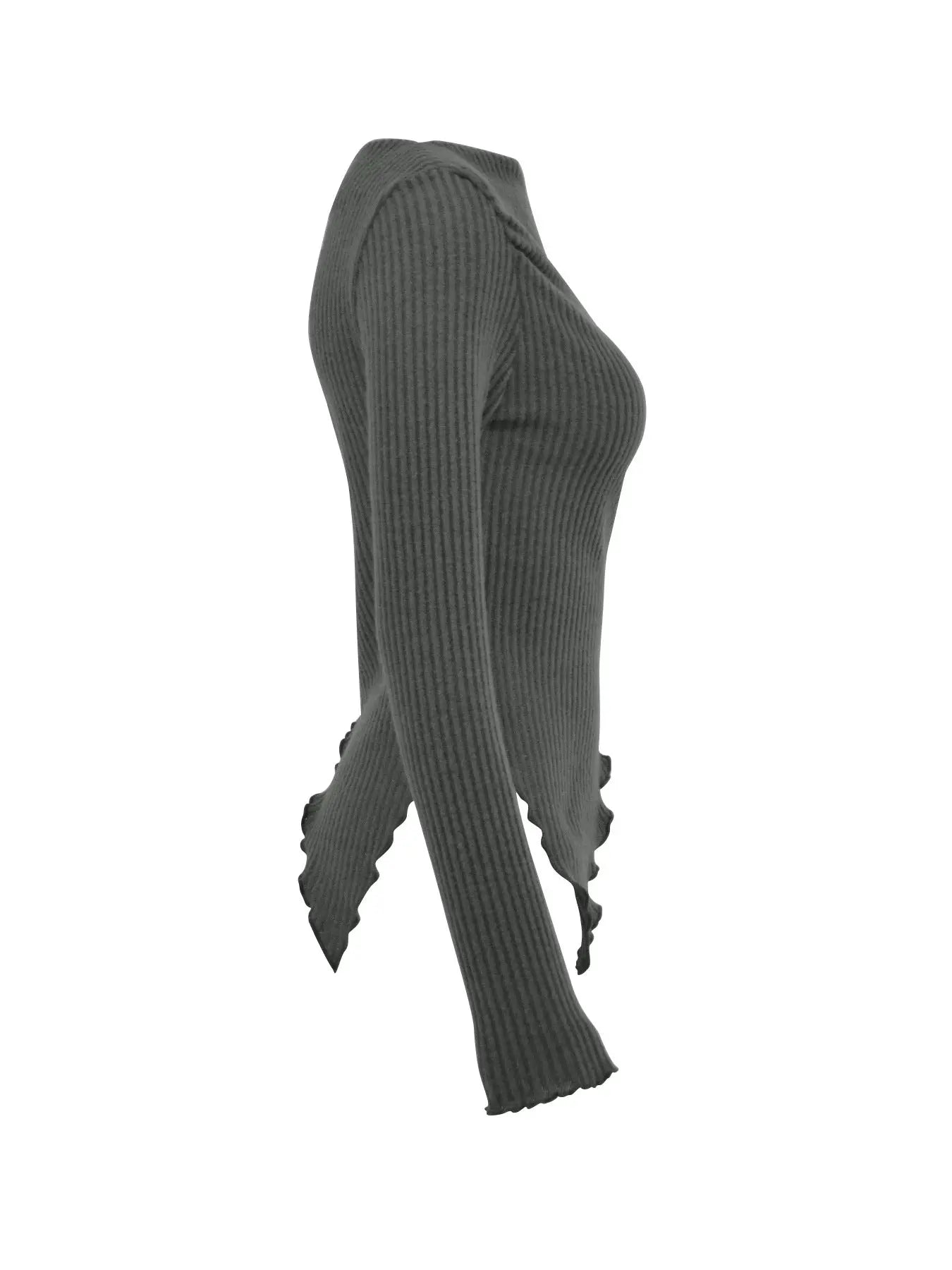 Asymmetrical One Shoulder Ribbed Knit Top Polyester Stretch Fabric Trendsi