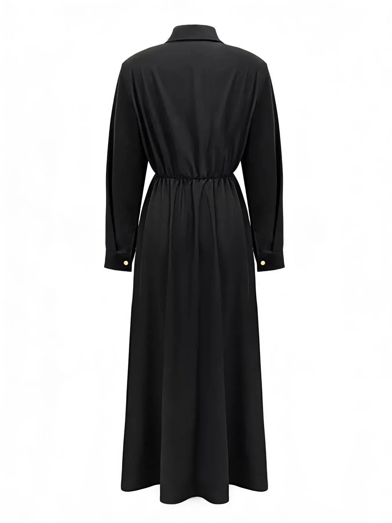 Button Front Long Sleeve Maxi Dress Trendsi