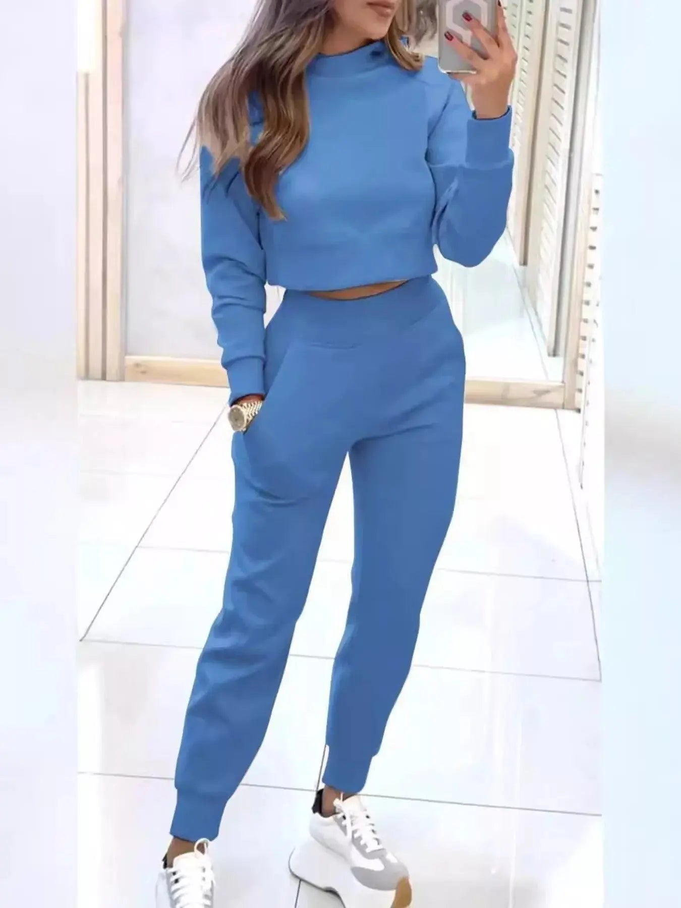 Casual Chic Cropped Sweatshirt and Jogger Set Trendsi