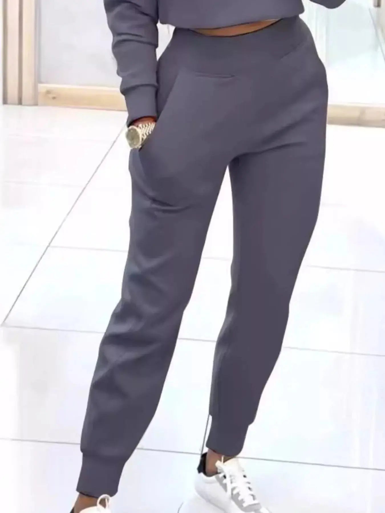 Casual Chic Cropped Sweatshirt and Jogger Set Trendsi