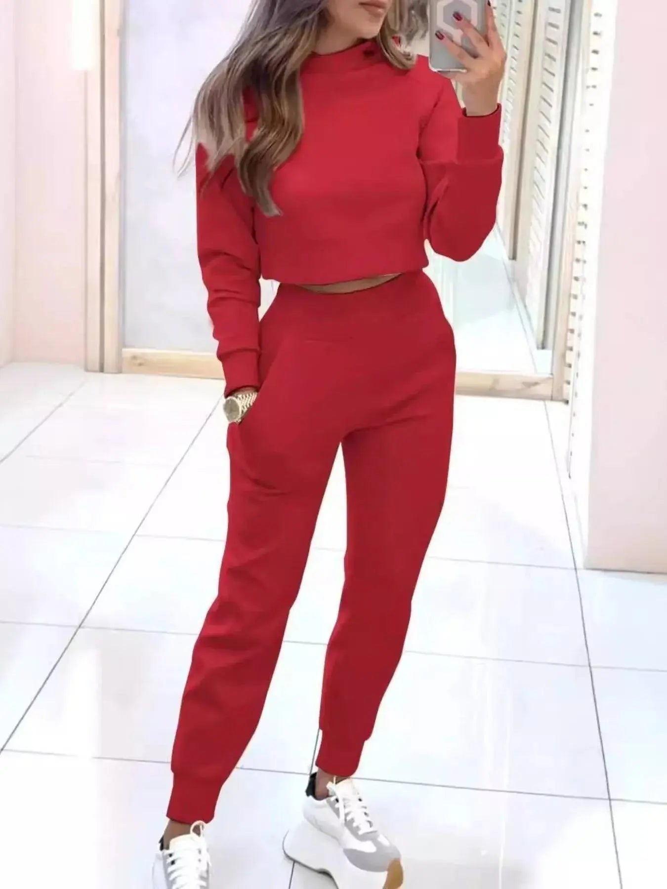 Casual Chic Cropped Sweatshirt and Jogger Set Trendsi