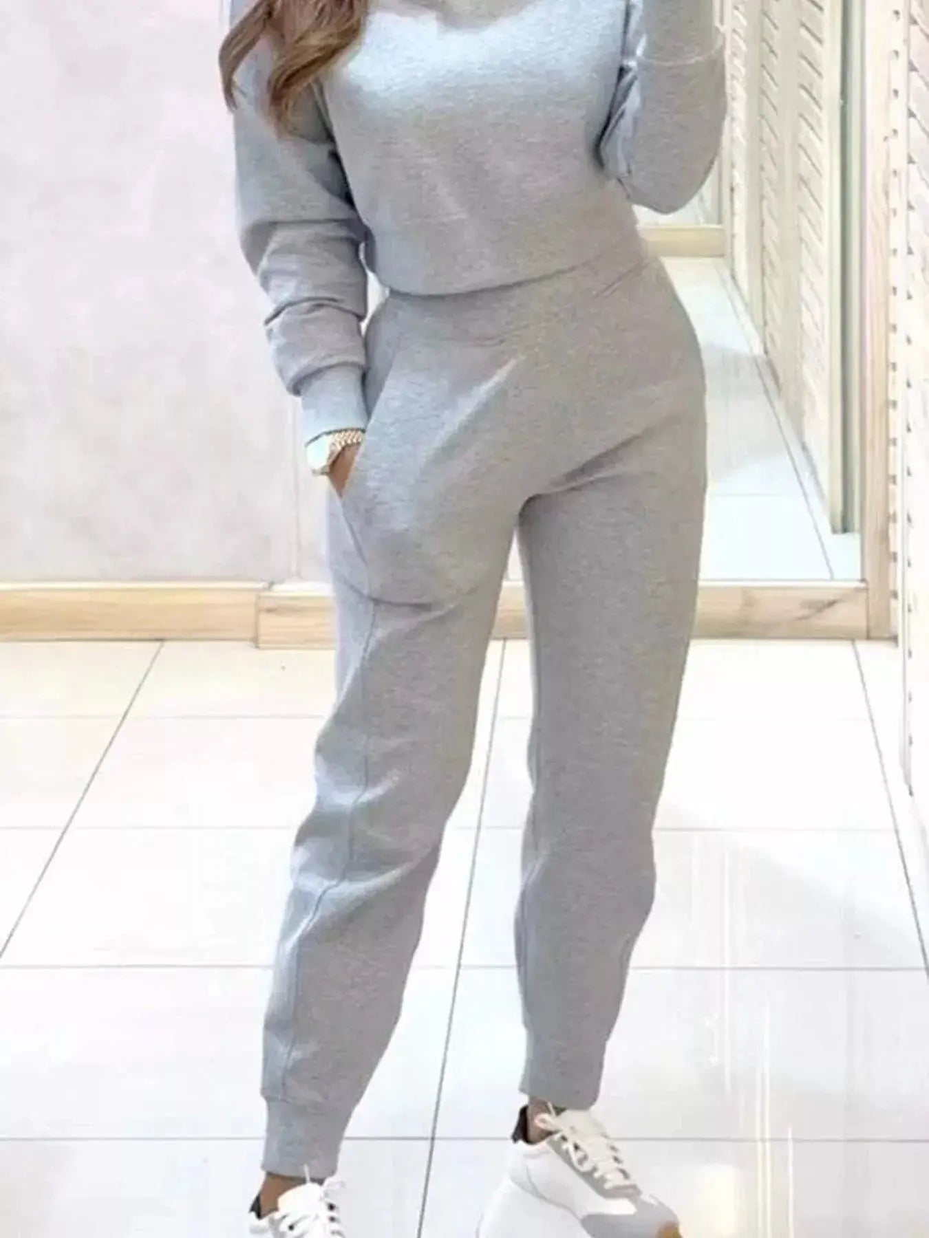 Casual Chic Cropped Sweatshirt and Jogger Set Trendsi