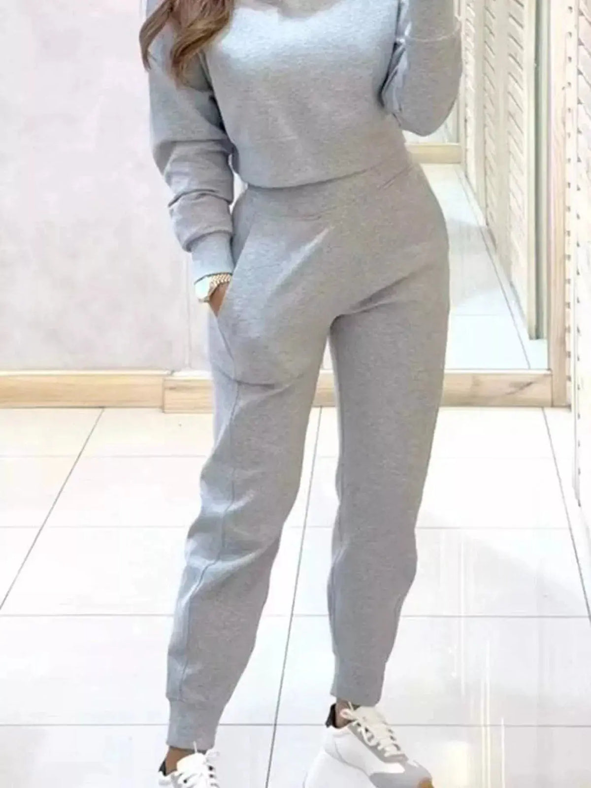 Casual Chic Cropped Sweatshirt and Jogger Set Trendsi