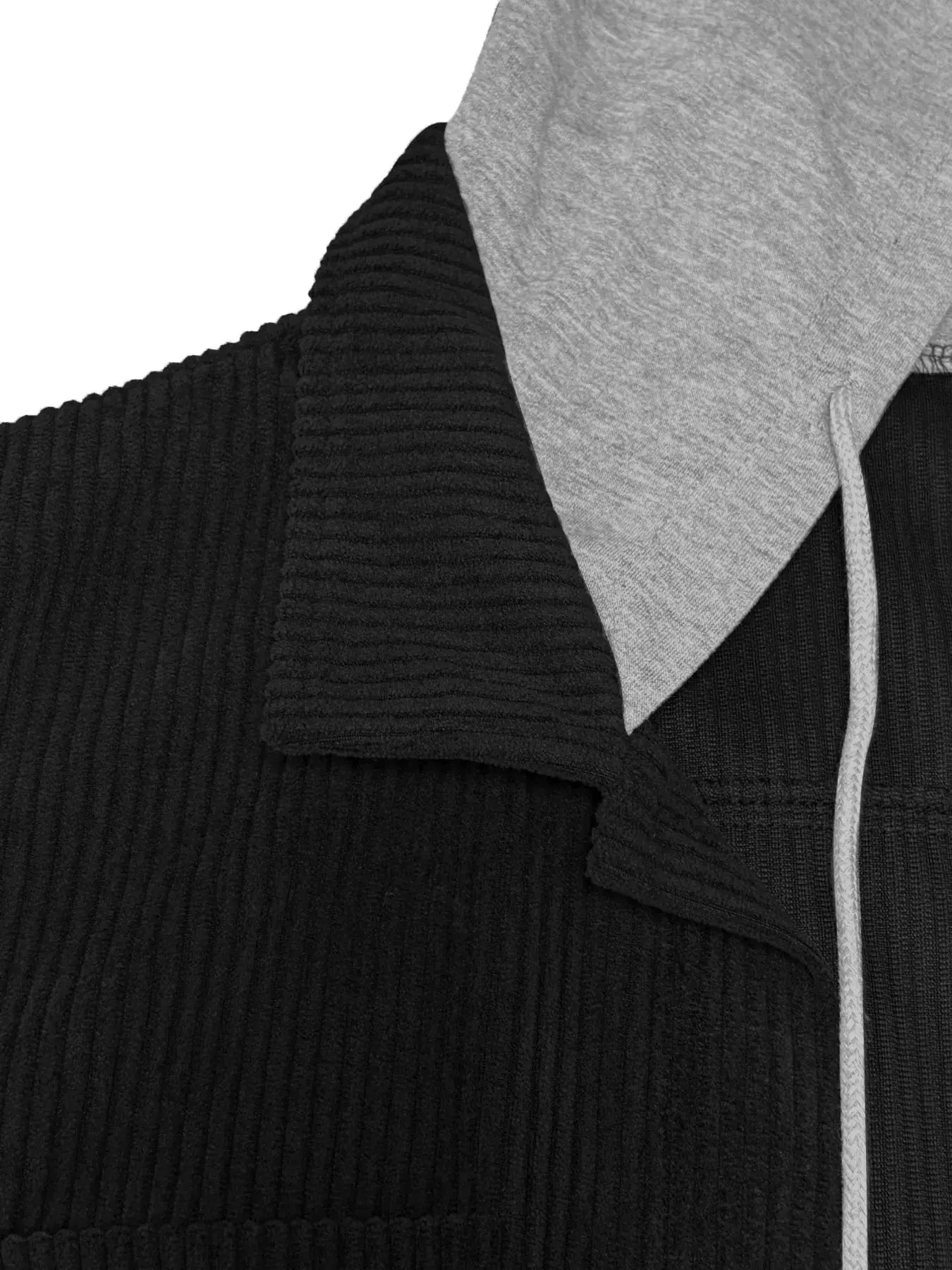 Casual Corduroy Button-Down Hooded Jacket Trendsi