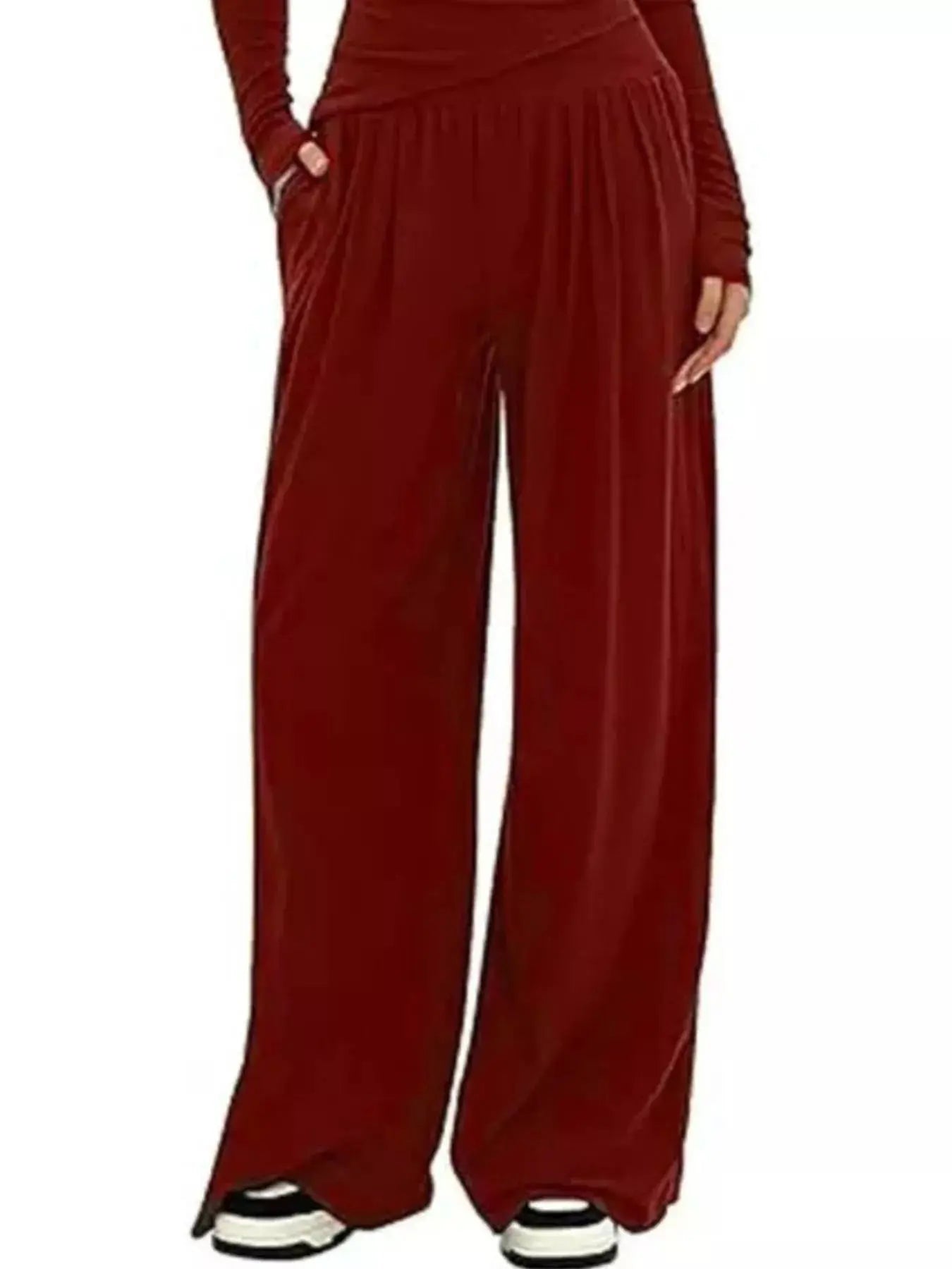 Casual Long Sleeve Top and Wide Leg Pants Set Trendsi