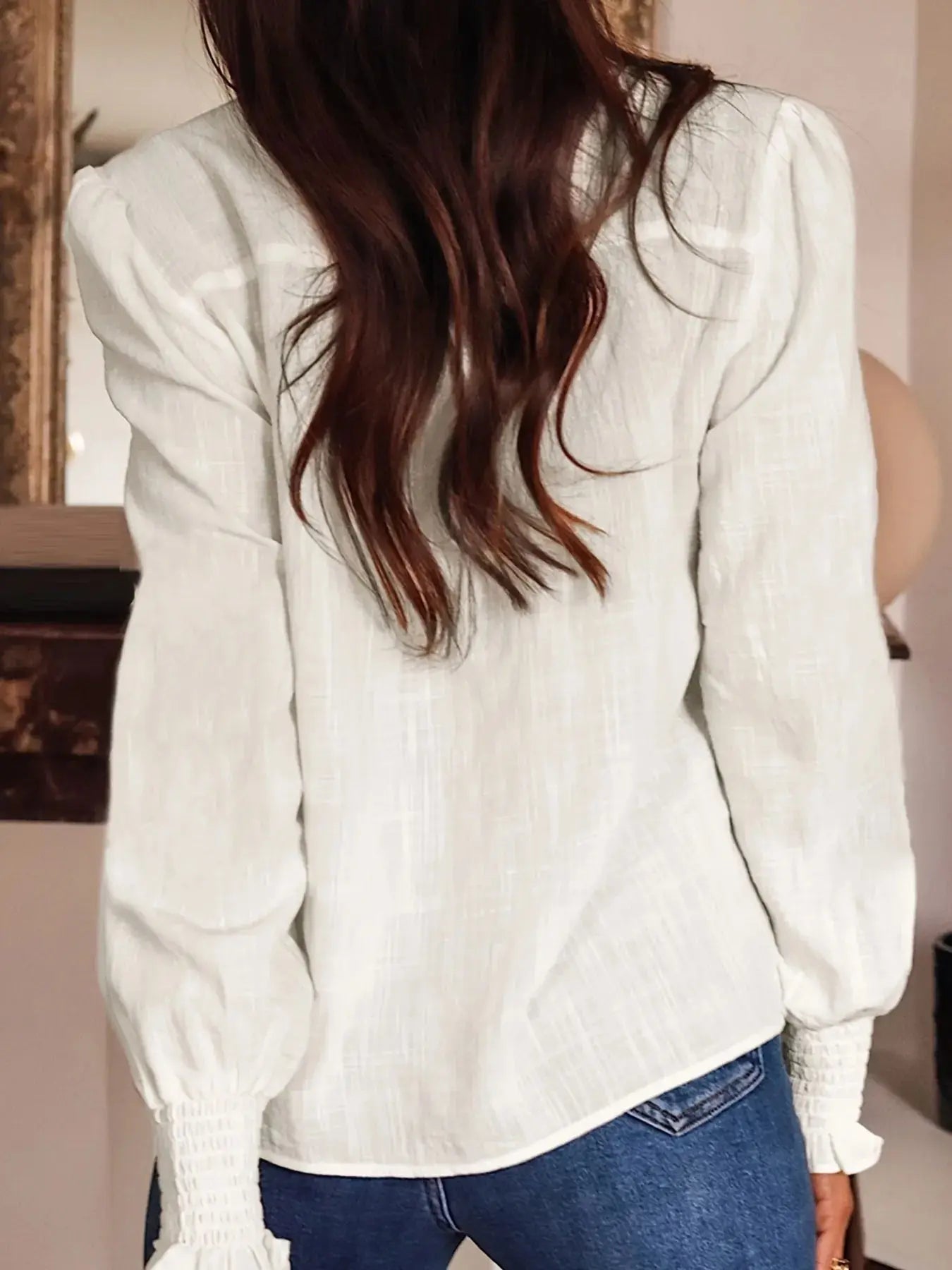 Embroidered Long Sleeve Blouse Trendsi