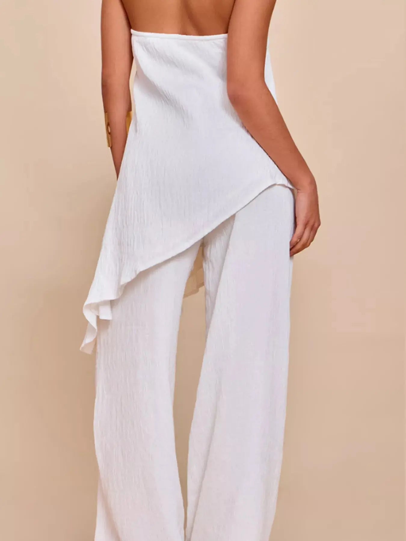 Full Size Asymmetrical Hem Tube Top and Pants Set Plus Size Trendsi