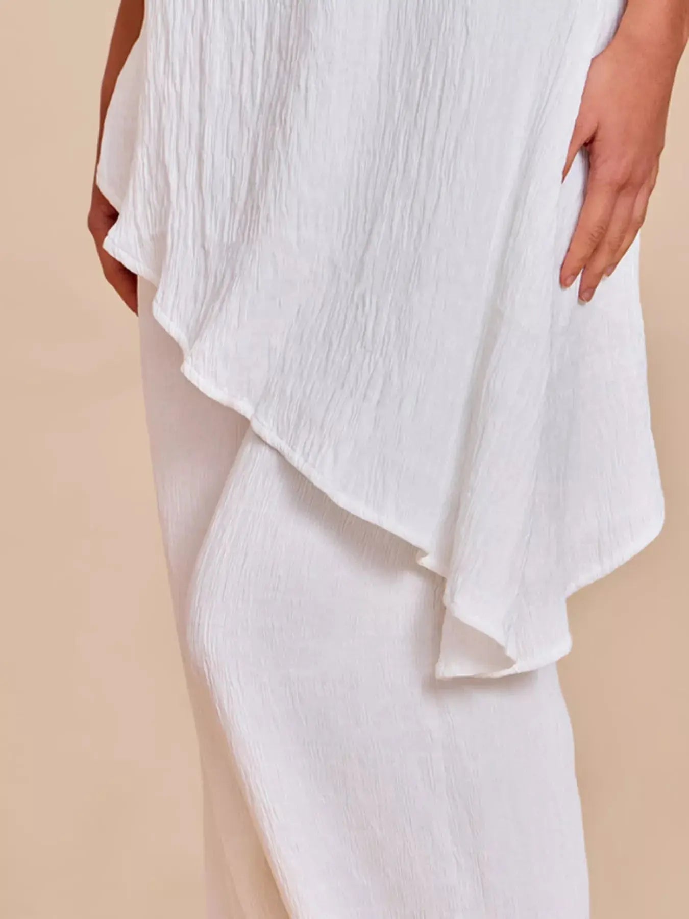 Full Size Asymmetrical Hem Tube Top and Pants Set Plus Size Trendsi