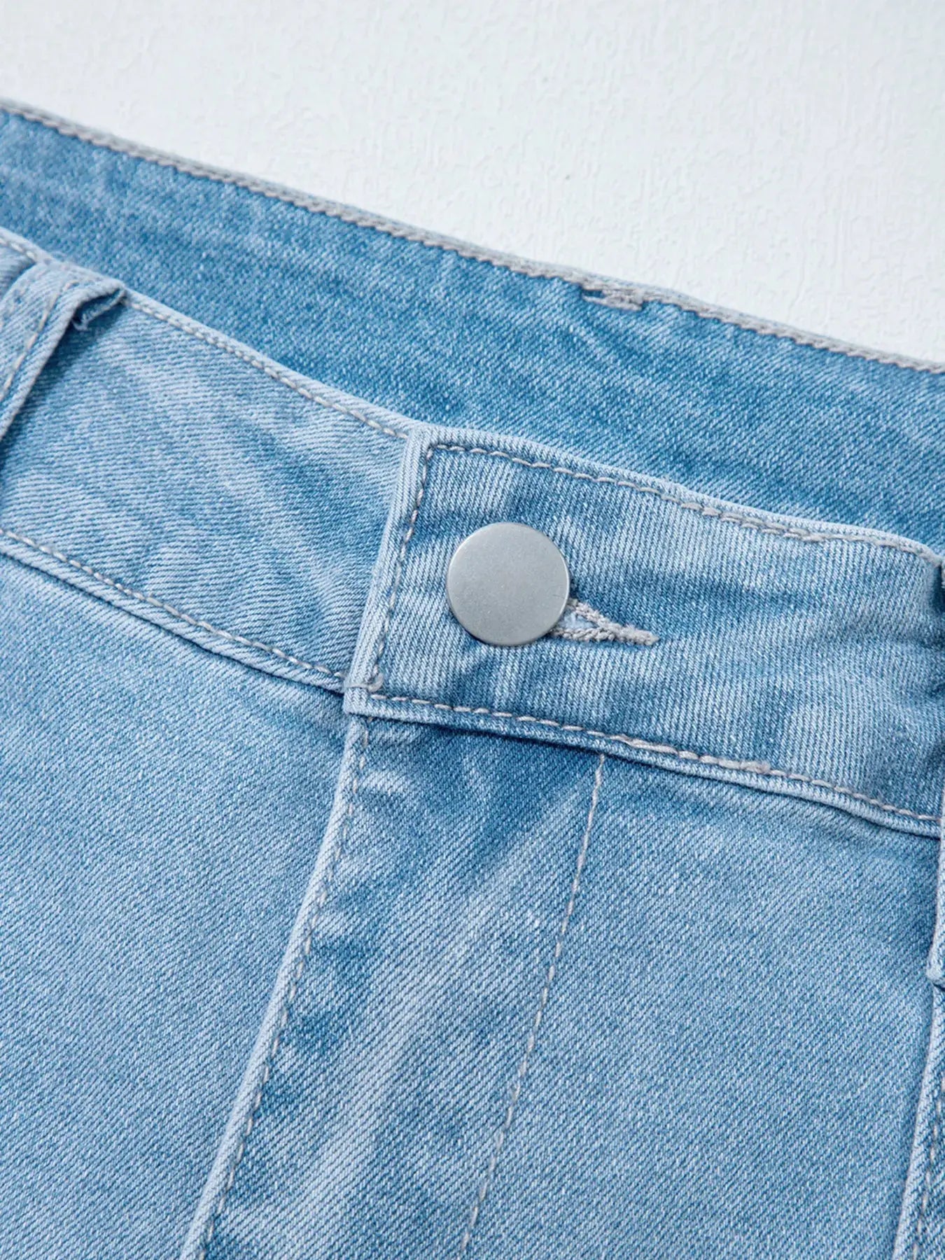 High Rise Barrel Jeans Relaxed Fit Patch Pocket Washed Stretch Denim For Everyday Wear Trendsi