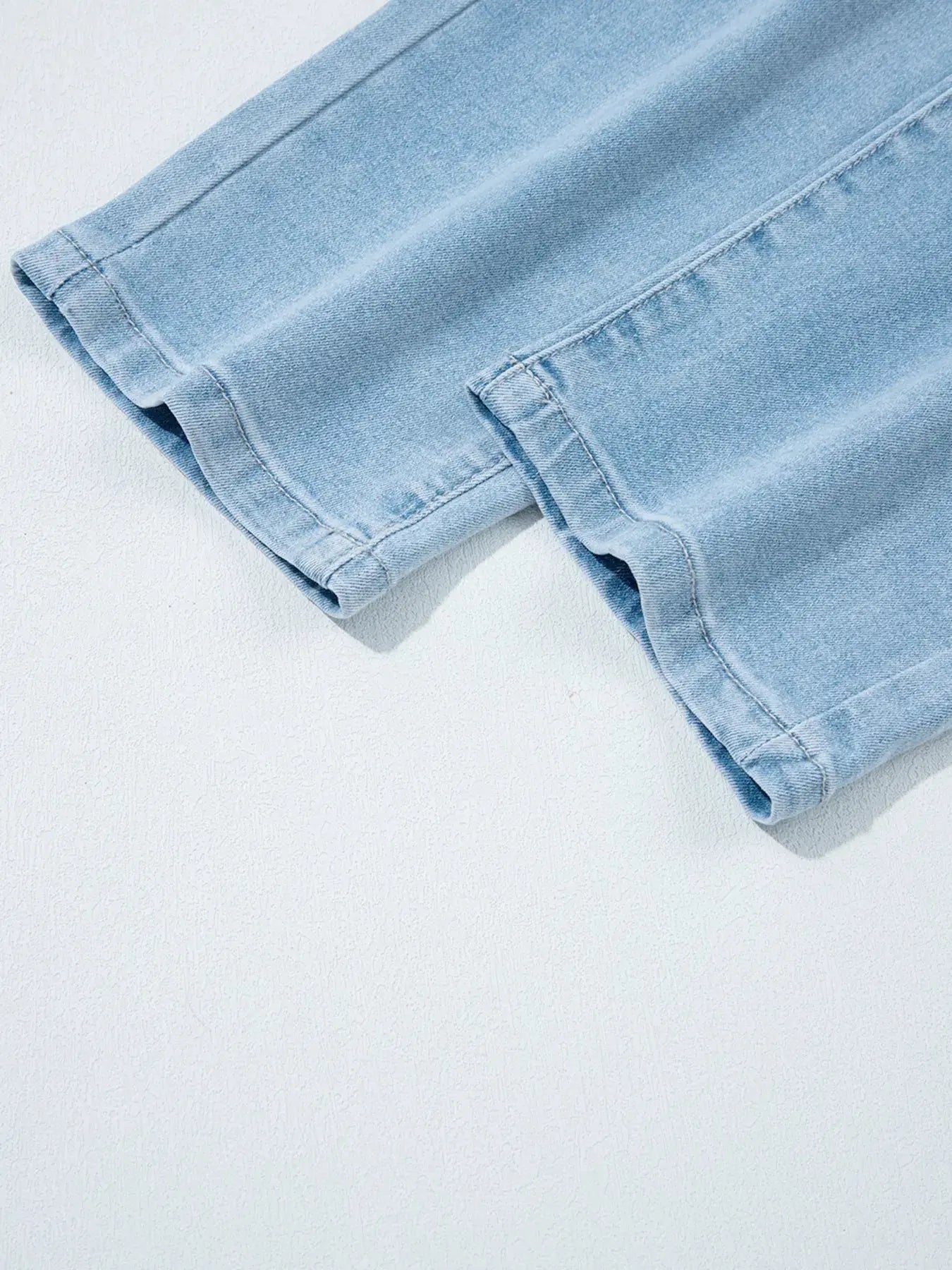 High Rise Barrel Jeans Relaxed Fit Patch Pocket Washed Stretch Denim For Everyday Wear Trendsi