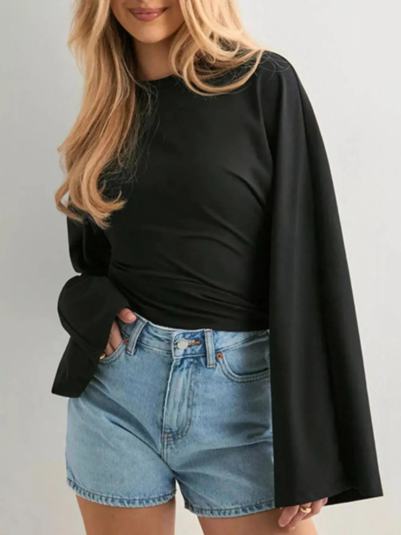 Long Sleeve Fitted T-Shirt Plus Size Trendsi