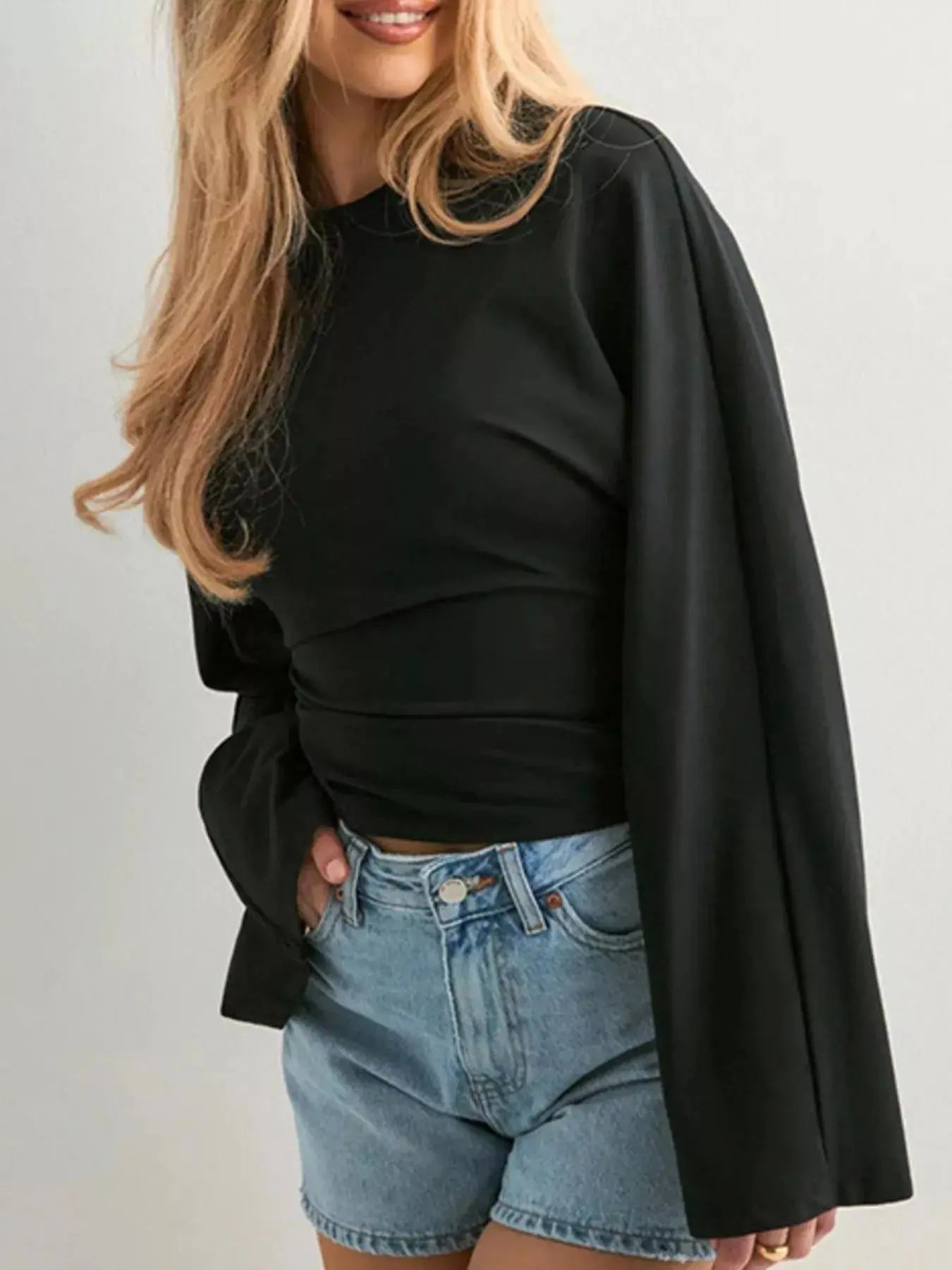 Long Sleeve Fitted T-Shirt Plus Size Trendsi