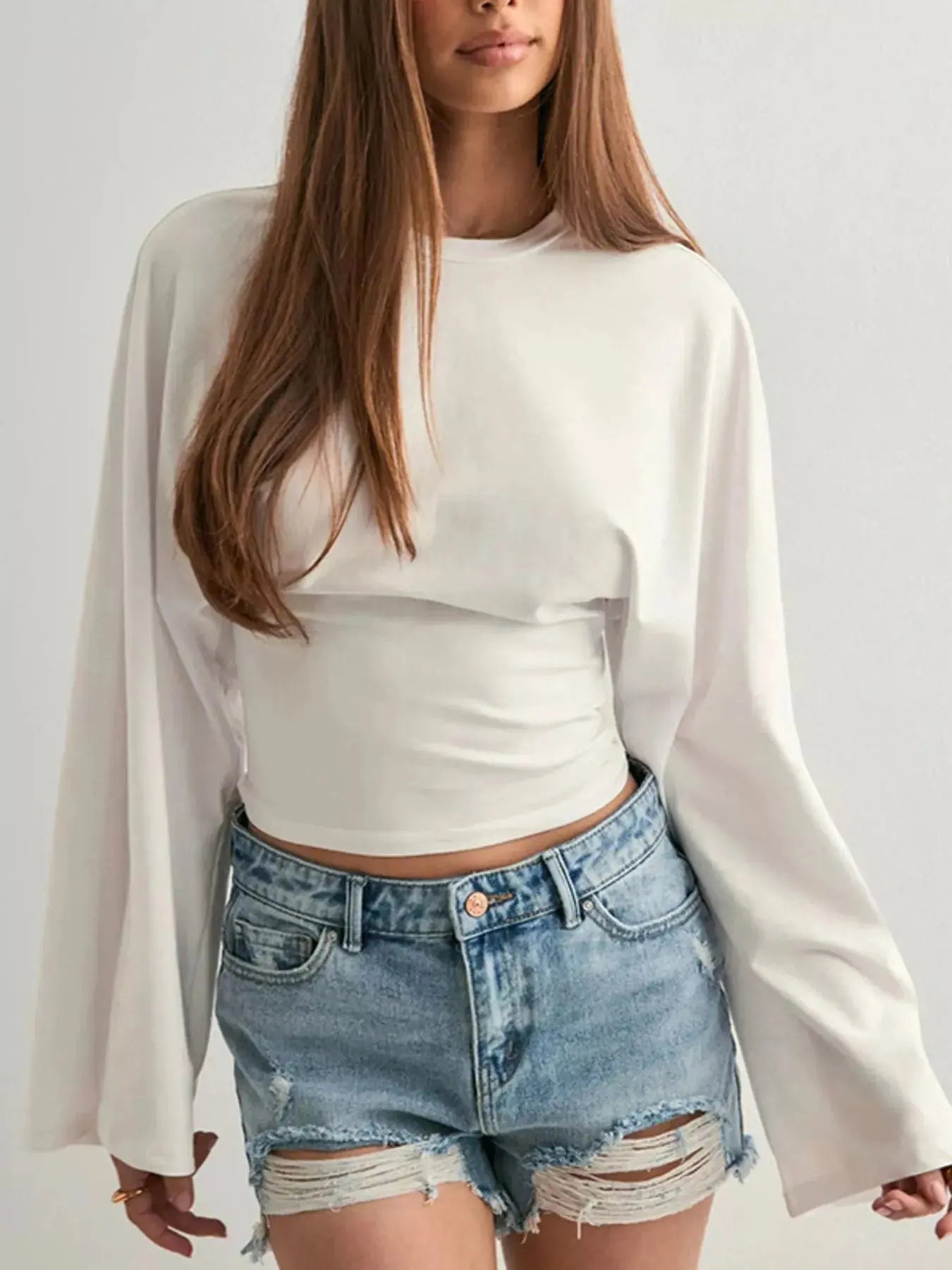 Long Sleeve Fitted T-Shirt Plus Size Trendsi