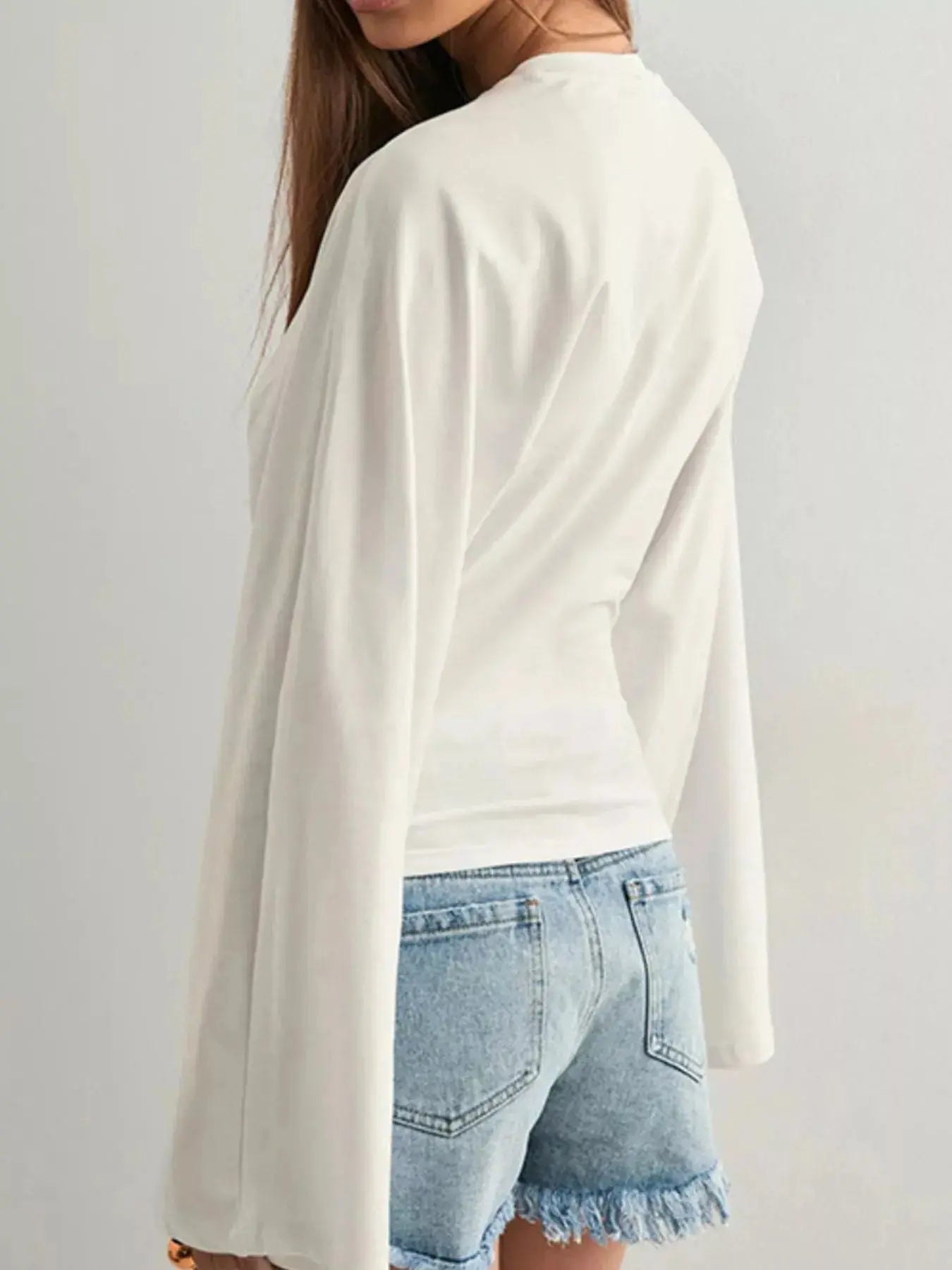 Long Sleeve Fitted T-Shirt Plus Size Trendsi