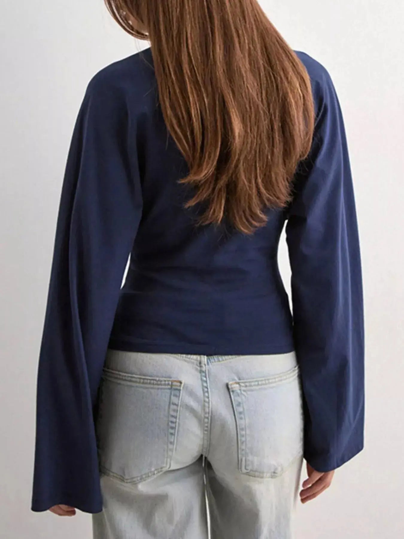Long Sleeve Fitted T-Shirt Plus Size Trendsi