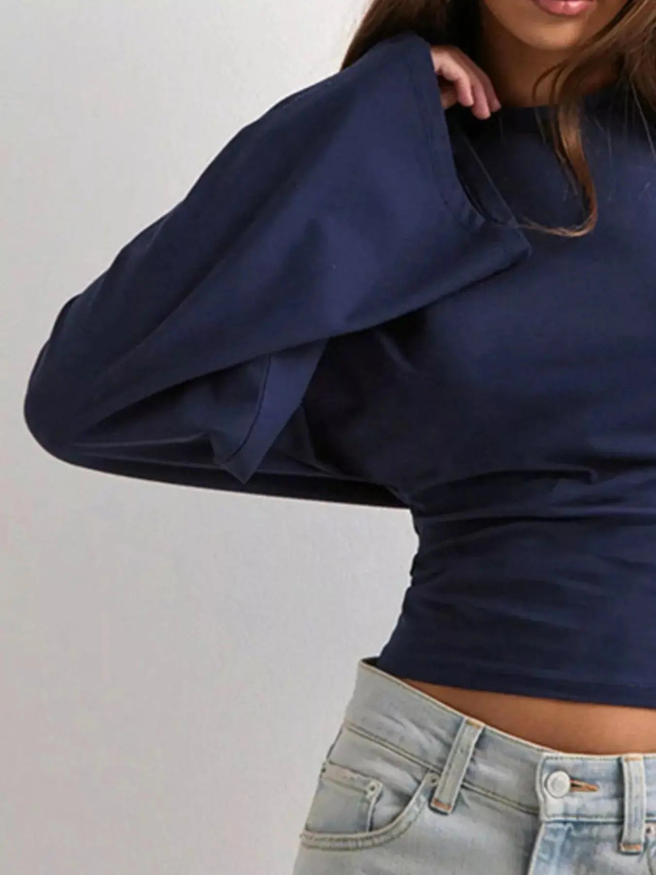 Long Sleeve Fitted T-Shirt Plus Size Trendsi