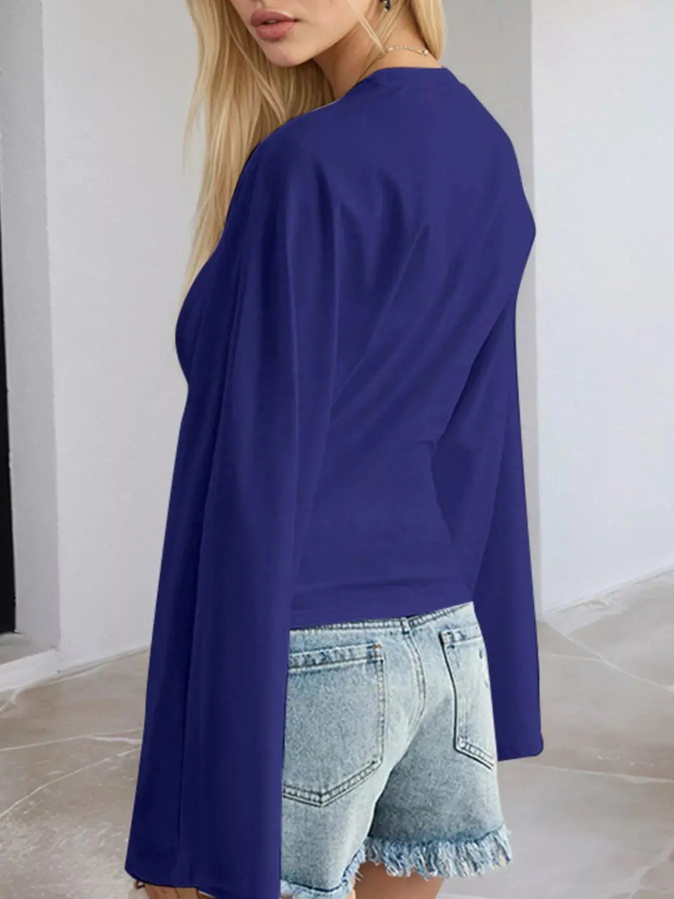 Long Sleeve Fitted T-Shirt Plus Size Trendsi