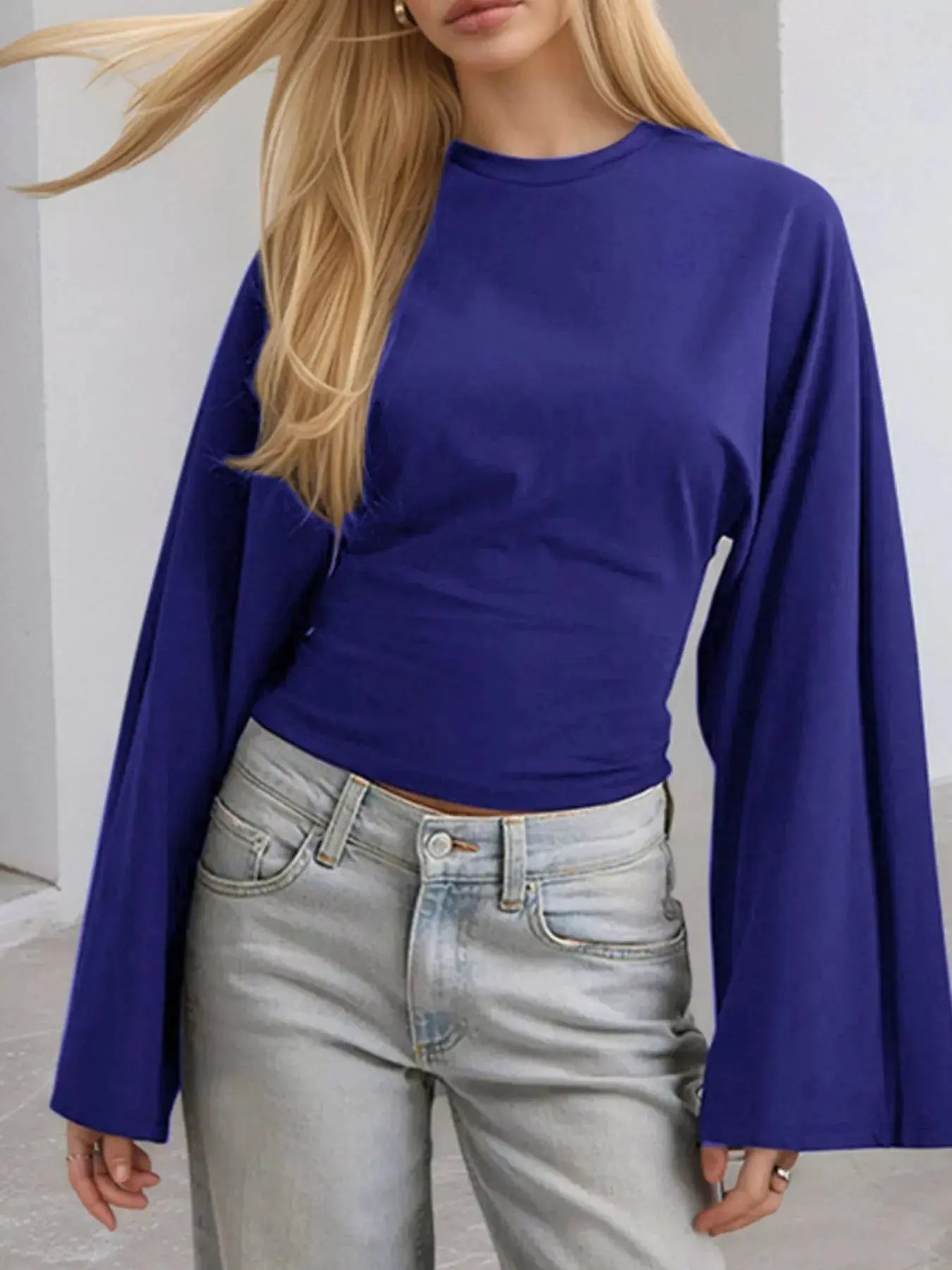 Long Sleeve Fitted T-Shirt Plus Size Trendsi