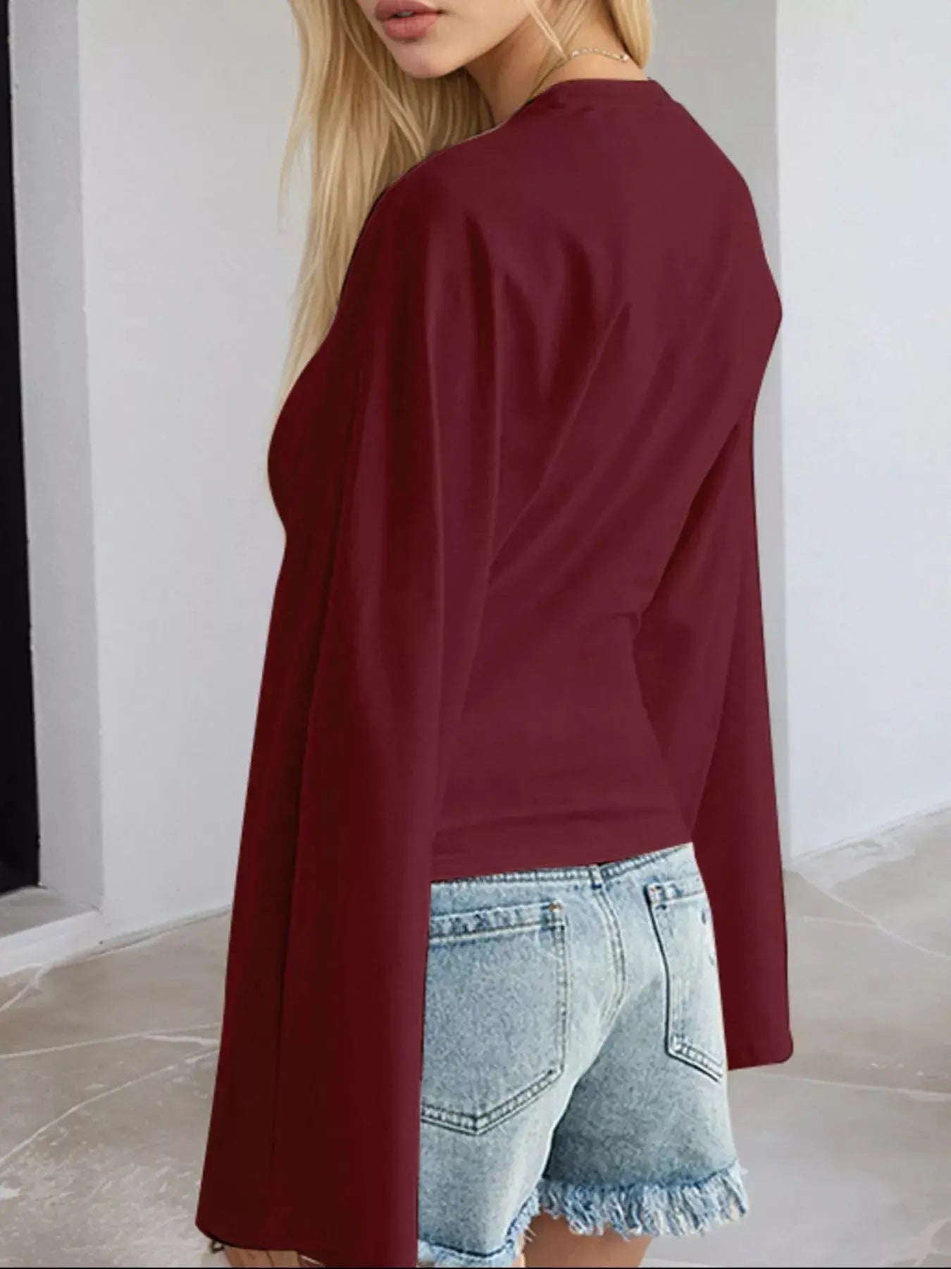 Long Sleeve Fitted T-Shirt Plus Size Trendsi