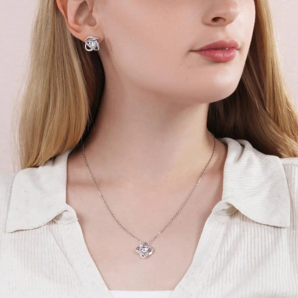 Love Knot Earrings & Adjustable Necklace Set ShineOn Fulfillment
