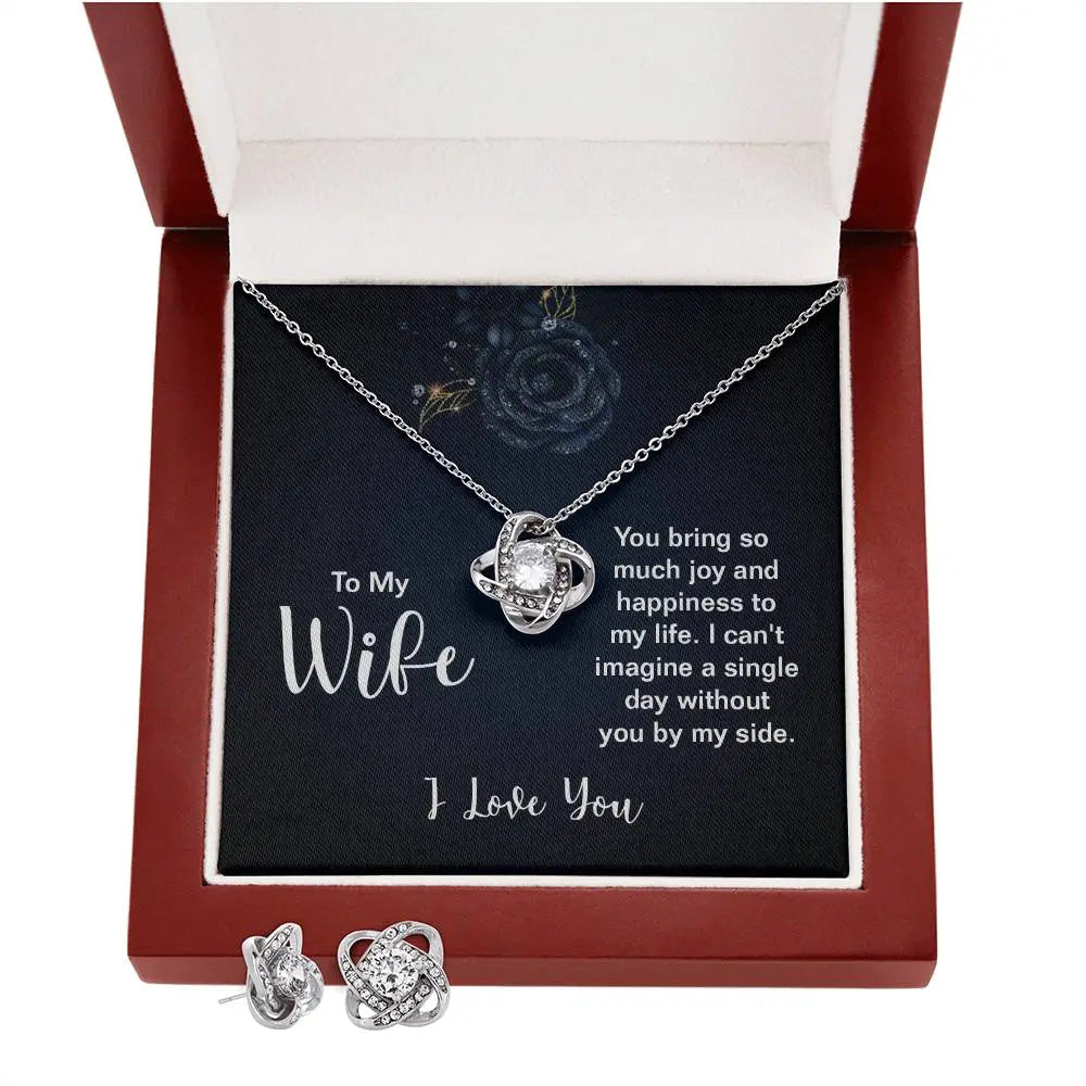 Love Knot Earrings & Adjustable Necklace Set ShineOn Fulfillment