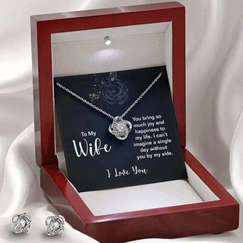 Love Knot Earrings & Adjustable Necklace Set ShineOn Fulfillment
