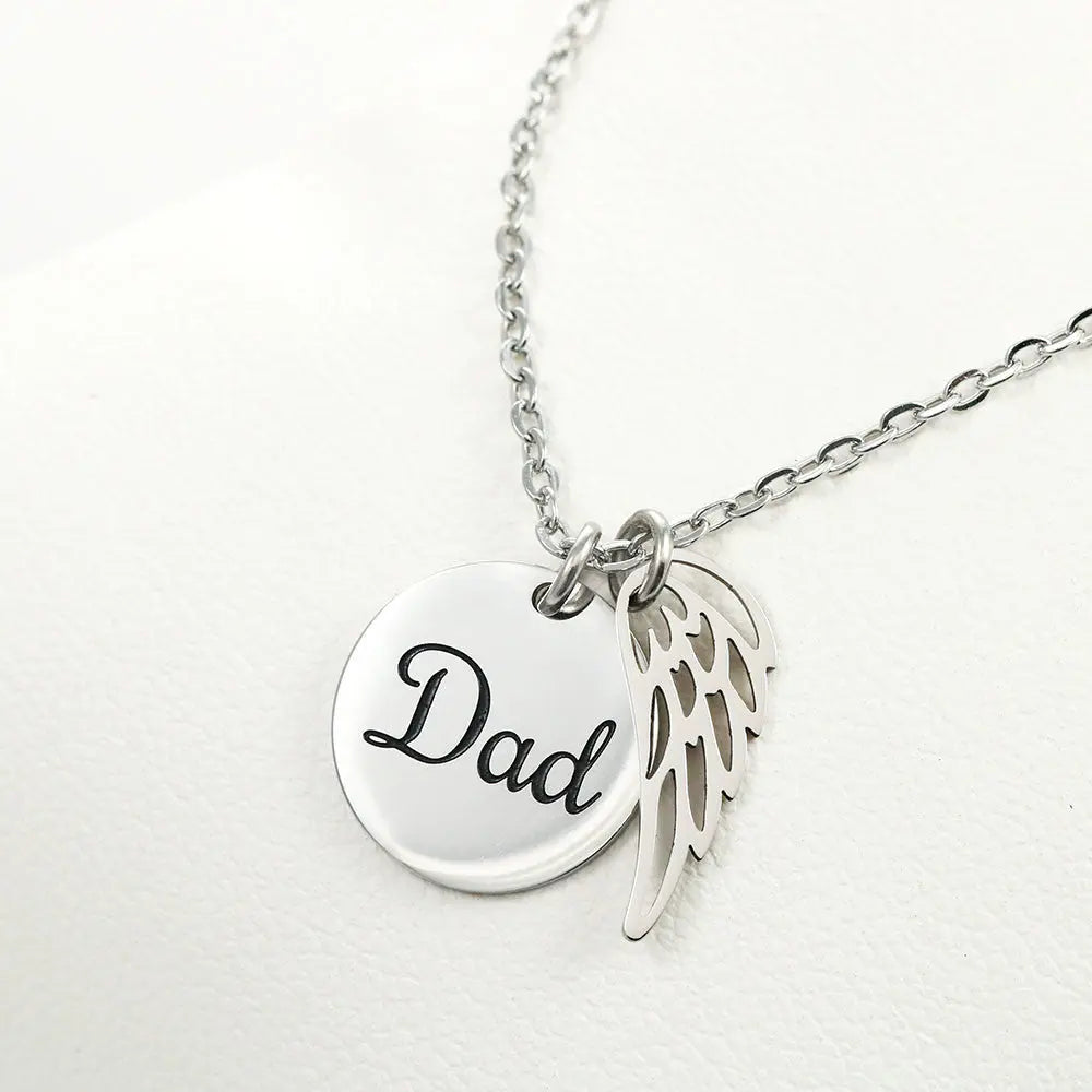 Memorial Necklace with Angel Wing Pendant ShineOn Fulfillment