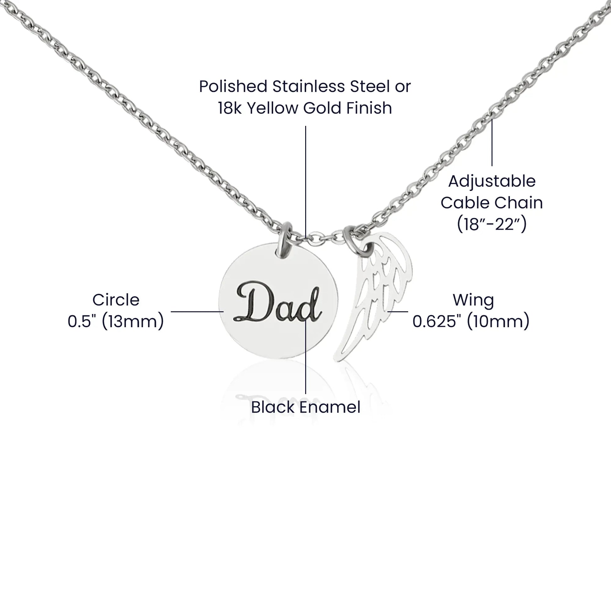 Memorial Necklace with Angel Wing Pendant ShineOn Fulfillment