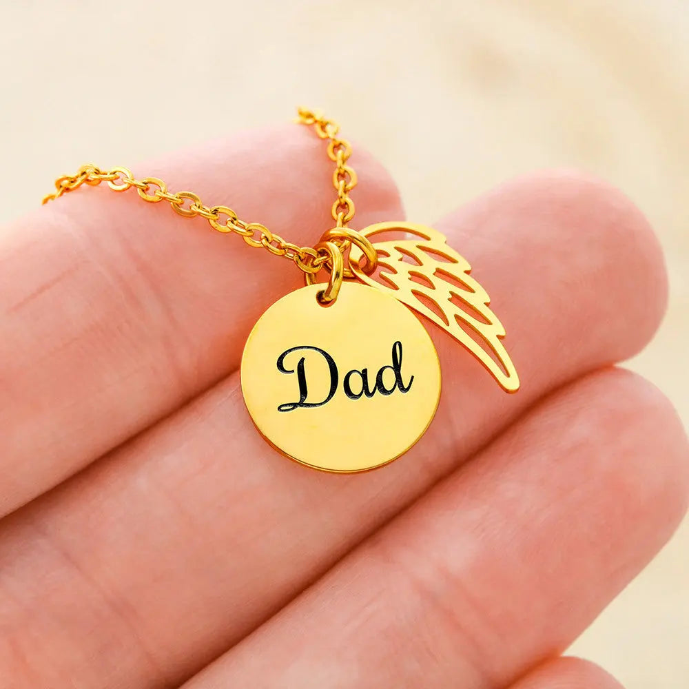 Memorial Necklace with Angel Wing Pendant ShineOn Fulfillment