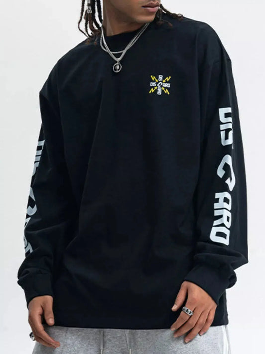 Men Round Neck Long Sleeve Cotton Blend T Shirt Basic Style Trendsi