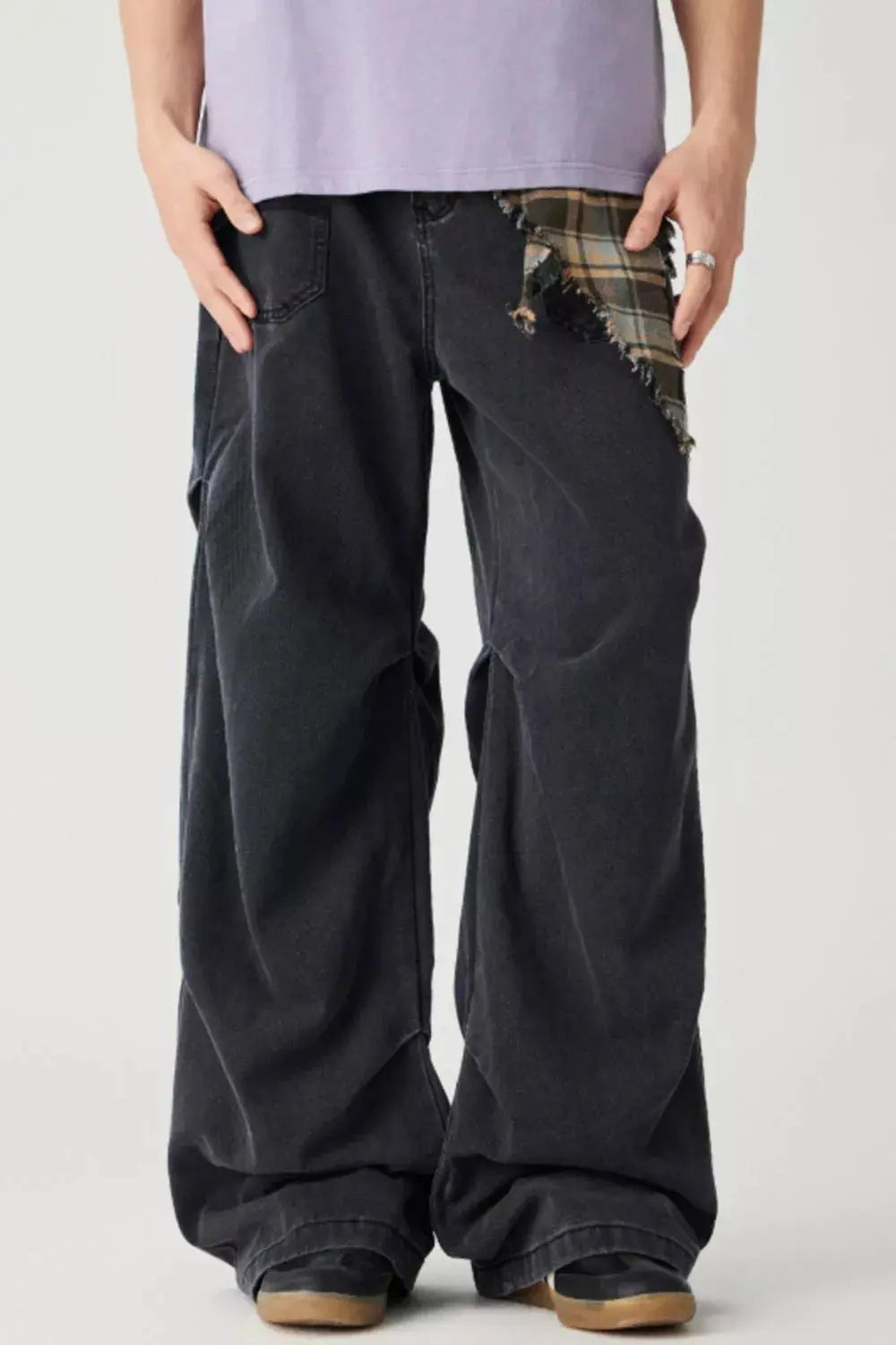 Men's 100% Cotton Wide Leg Jeans, Relaxed Fit Trendsi
