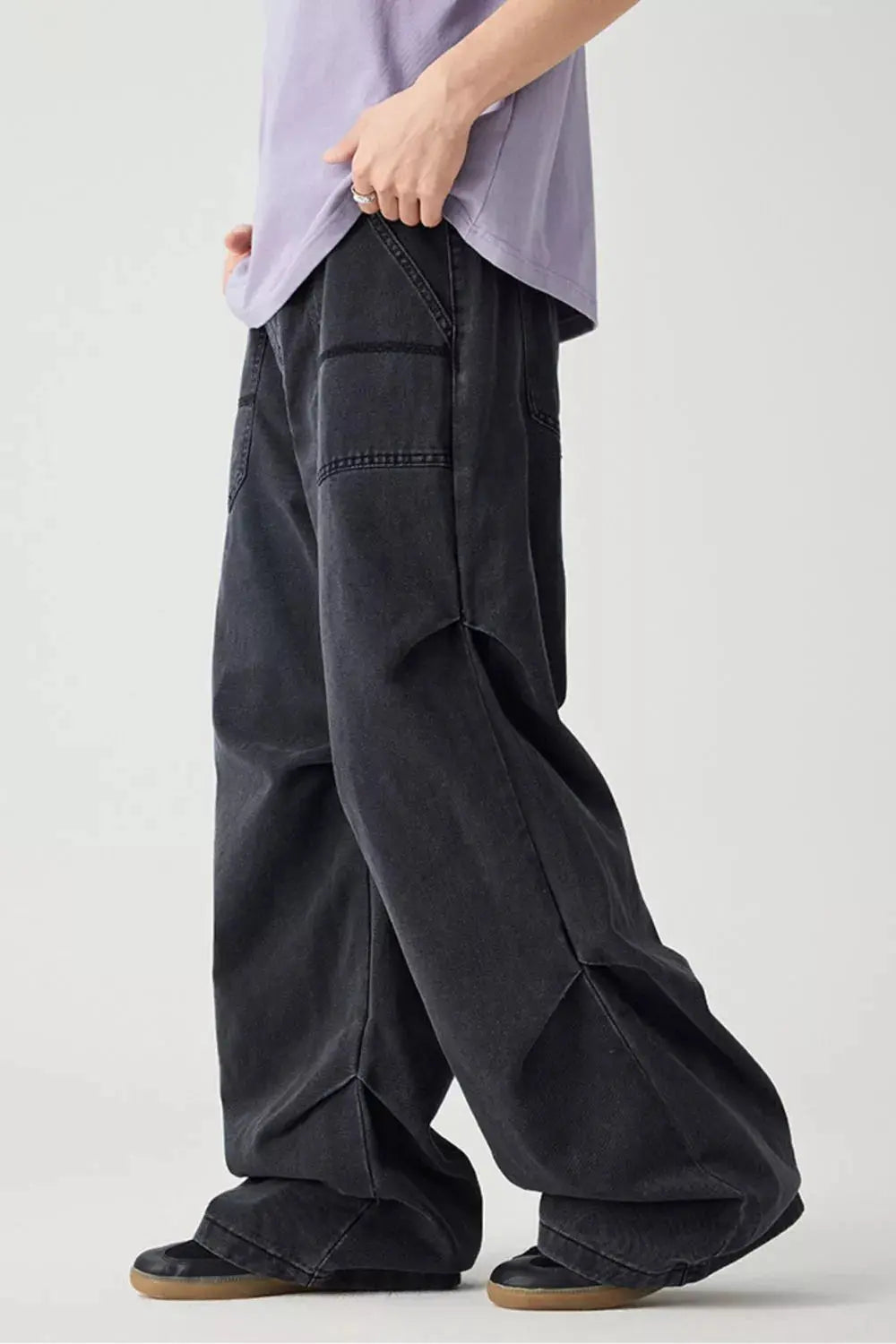 Men's 100% Cotton Wide Leg Jeans, Relaxed Fit Trendsi