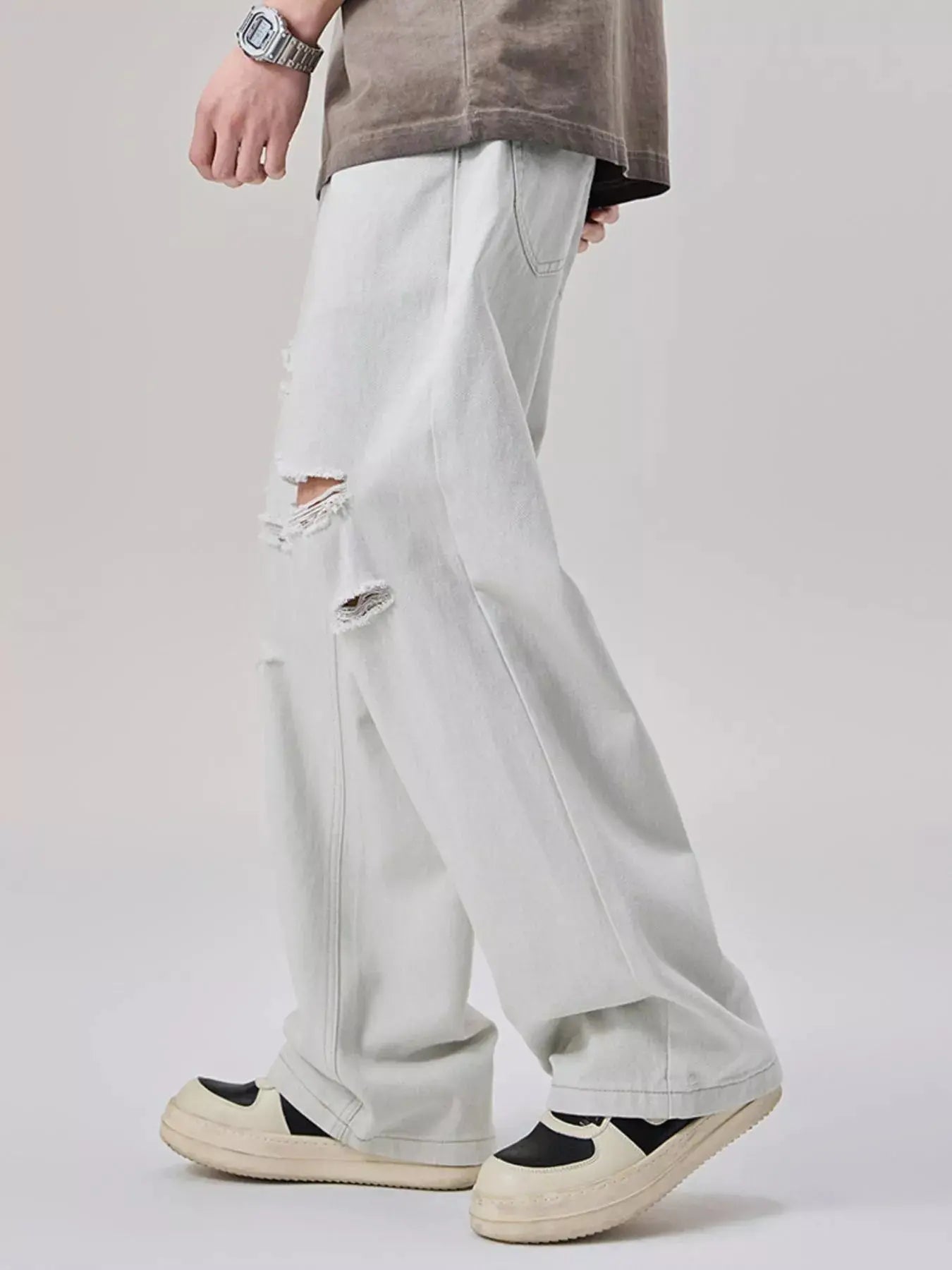 Men's Distressed Oversized Wide Leg Jeans 100 Percent Cotton Imported Trendsi