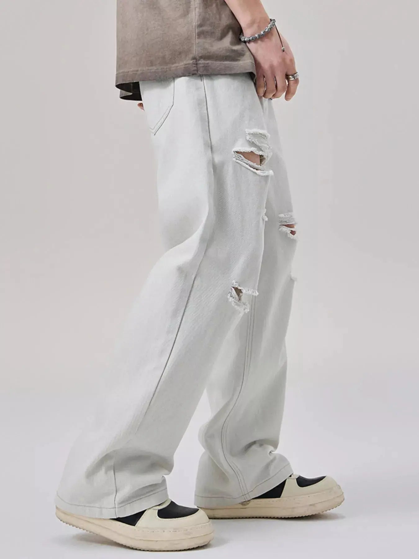 Men's Distressed Oversized Wide Leg Jeans 100 Percent Cotton Imported Trendsi