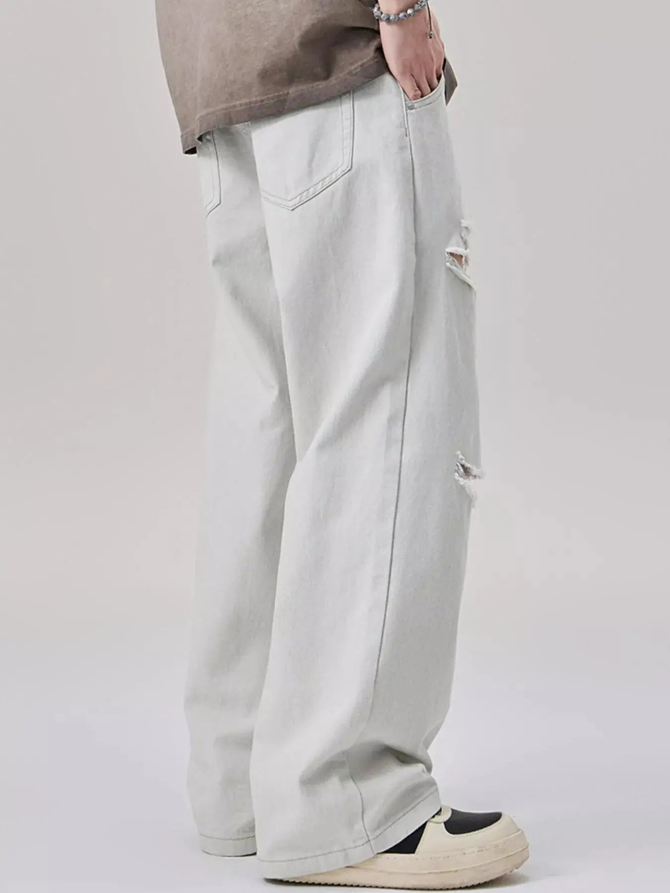 Men's Distressed Oversized Wide Leg Jeans 100 Percent Cotton Imported Trendsi